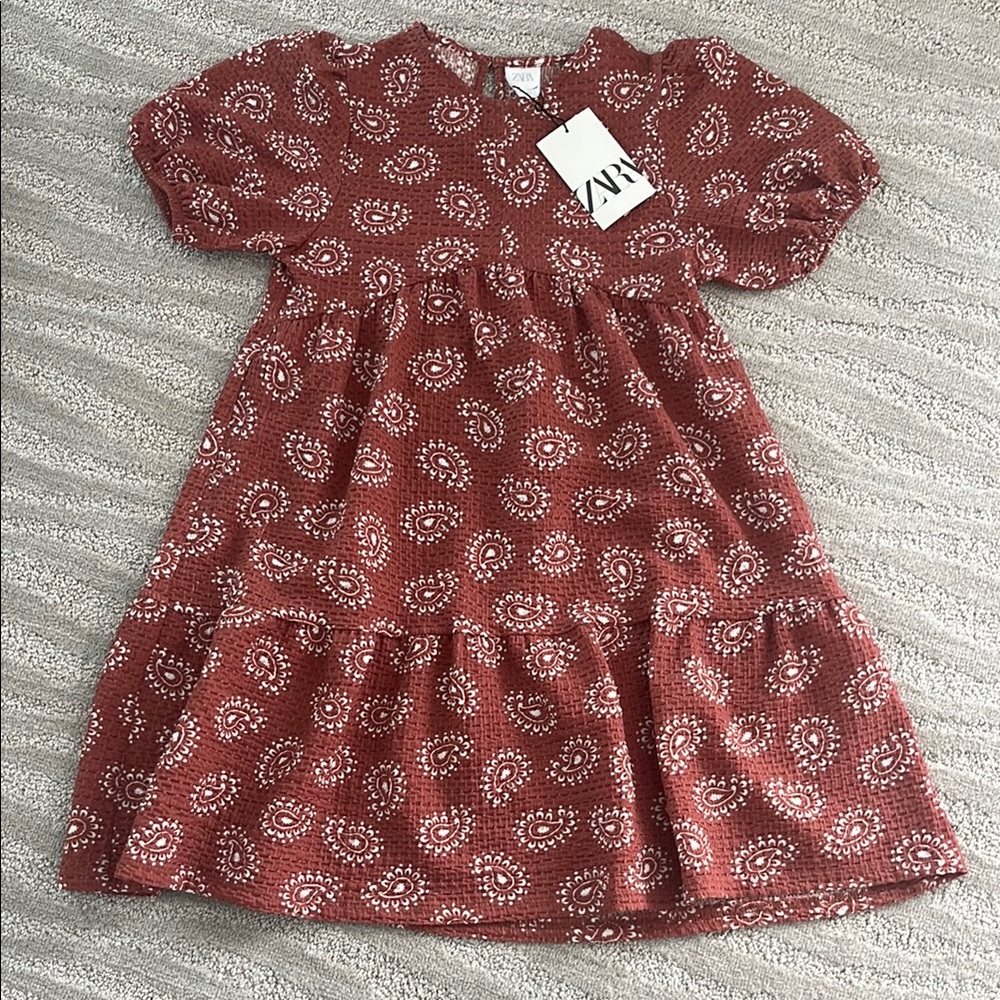 Zara Red Ruffled Tiered Sundress with Puff Sleeves